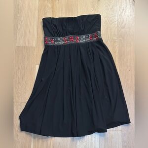WHBM Women’s Strapless Black Dress with Beaded Waist Size 8.